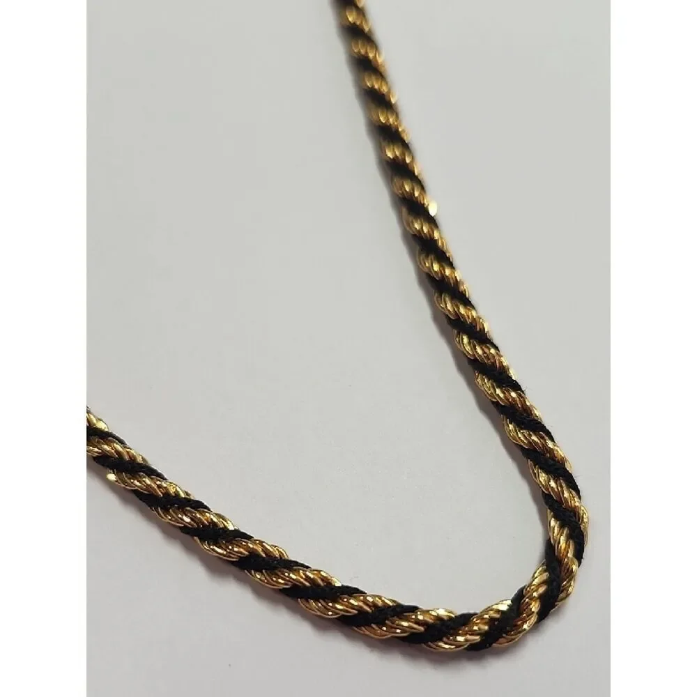 Gold and Black Twisted Rope Chain Necklace - Women Jewelry Trifari
